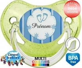 Pied de bebe + prénom: Sucette Physiologique-su7.fr