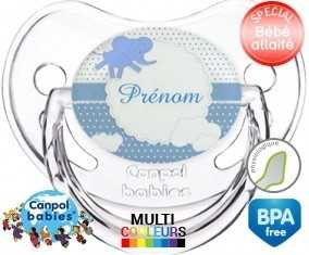 Elephant bleu + prénom: Sucette Physiologique-su7.fr