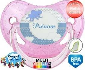 Elephant bleu + prénom: Sucette Physiologique-su7.fr