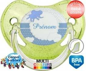 Elephant bleu + prénom: Sucette Physiologique-su7.fr