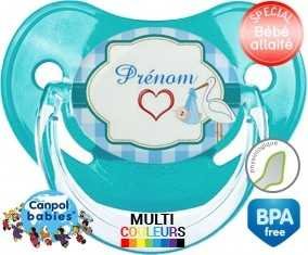 Tetine Cigogne + prénom embout Physiologique personnalisée