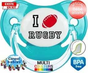 Tetine I love rugby style1 embout Physiologique personnalisée