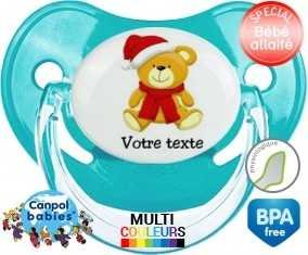 Ourson noël + prénom : Tétine Physiologique personnalisée