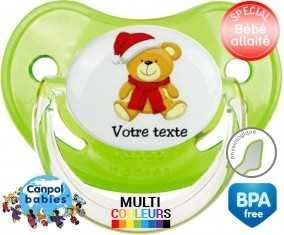 Ourson noël + prénom: Sucette Physiologique-su7.fr