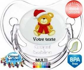 Ourson noël + prénom: Sucette Physiologique-su7.fr