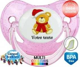 Ourson noël + prénom: Sucette Physiologique-su7.fr