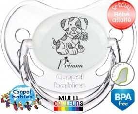 Chien fleur + prénom: Sucette Physiologique-su7.fr