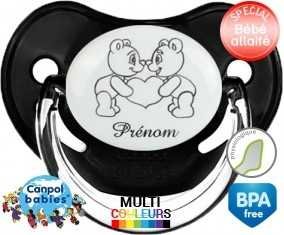 Ours gros cœur + prénom: Sucette Physiologique-su7.fr