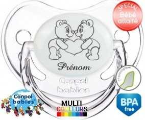 Ours gros cœur + prénom: Sucette Physiologique-su7.fr