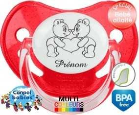 Ours gros cœur + prénom: Sucette Physiologique-su7.fr