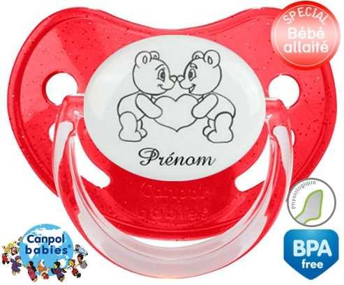 Ours gros cœur + prénom: Sucette Physiologique-su7.fr