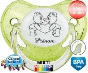 Ours gros cœur + prénom: Sucette Physiologique-su7.fr