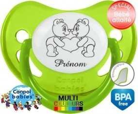 Ours gros cœur + prénom: Sucette Physiologique-su7.fr