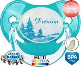 Tetine Sapin bleu + prénom embout Physiologique personnalisée