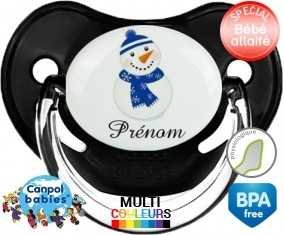 Bonhomme de neige bleu + prénom: Sucette Physiologique-su7.fr