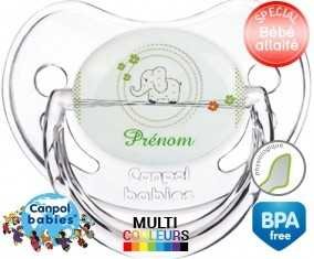 Eléphant tendre vert + prénom: Sucette Physiologique-su7.fr