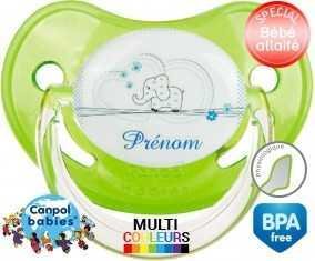 Eléphant bleu tendre + prénom: Sucette Physiologique-su7.fr
