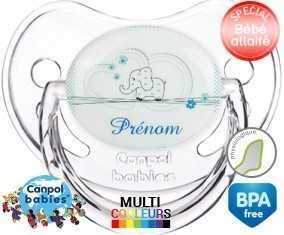 Eléphant bleu tendre + prénom: Sucette Physiologique-su7.fr