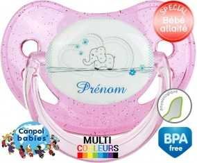 Eléphant bleu tendre + prénom: Sucette Physiologique-su7.fr