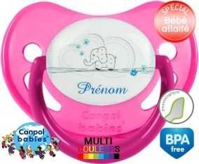 Eléphant bleu tendre + prénom: Sucette Physiologique-su7.fr