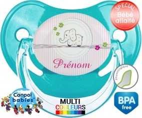 Eléphant rose style1 + prénom : Sucette Physiologique personnalisée