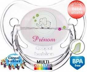 Eléphant rose style1 + prénom: Sucette Physiologique-su7.fr