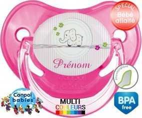 Eléphant rose style1 + prénom: Sucette Physiologique-su7.fr