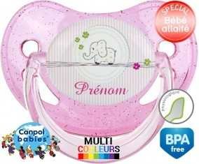 Eléphant rose style1 + prénom: Sucette Physiologique-su7.fr