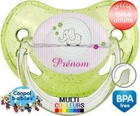 Eléphant rose style1 + prénom: Sucette Physiologique-su7.fr