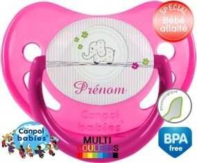 Eléphant rose style1 + prénom: Sucette Physiologique-su7.fr