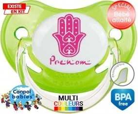 Main de fatma rose + prénom: Sucette Physiologique-su7.fr