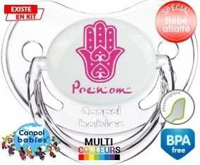 Main de fatma rose + prénom: Sucette Physiologique-su7.fr