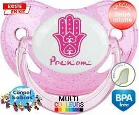 Main de fatma rose + prénom: Sucette Physiologique-su7.fr