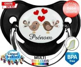 Oiseaux cœur + prénom: Sucette Physiologique-su7.fr