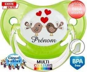 Oiseaux cœur + prénom: Sucette Physiologique-su7.fr
