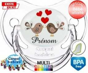 Oiseaux cœur + prénom: Sucette Physiologique-su7.fr