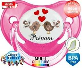 Oiseaux cœur + prénom: Sucette Physiologique-su7.fr