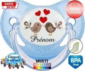 Oiseaux cœur + prénom: Sucette Physiologique-su7.fr