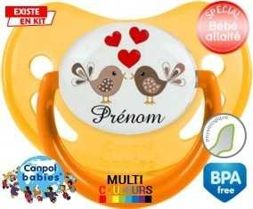 Oiseaux cœur + prénom: Sucette Physiologique-su7.fr