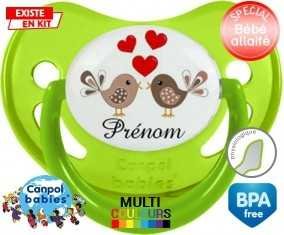 Oiseaux cœur + prénom: Sucette Physiologique-su7.fr