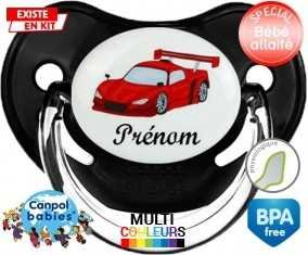 Voiture de course rouge + prénom: Sucette Physiologique-su7.fr