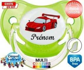 Voiture de course rouge + prénom: Sucette Physiologique-su7.fr
