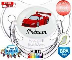 Voiture de course rouge + prénom: Sucette Physiologique-su7.fr