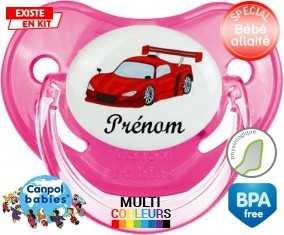Voiture de course rouge + prénom: Sucette Physiologique-su7.fr