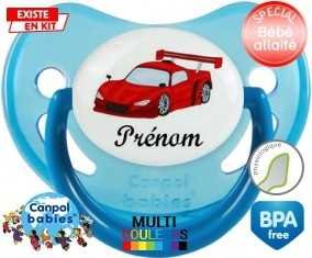 Voiture de course rouge + prénom: Sucette Physiologique-su7.fr