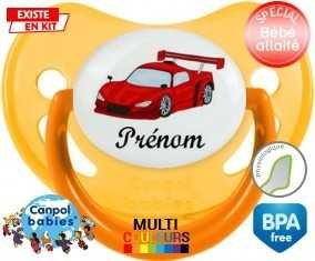 Voiture de course rouge + prénom: Sucette Physiologique-su7.fr
