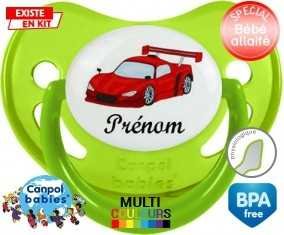 Voiture de course rouge + prénom: Sucette Physiologique-su7.fr