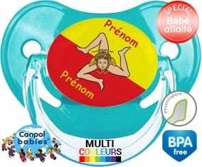 Drapeau sicile + prénom : Sucette Physiologique personnalisée