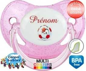 Foot ballon rouge + prénom: Sucette Physiologique-su7.fr