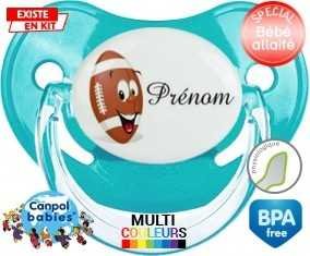 Rugby ballon + prénom : Tétine Physiologique personnalisée
